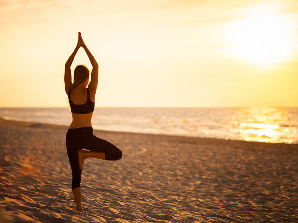 Yoga lessons on the beach